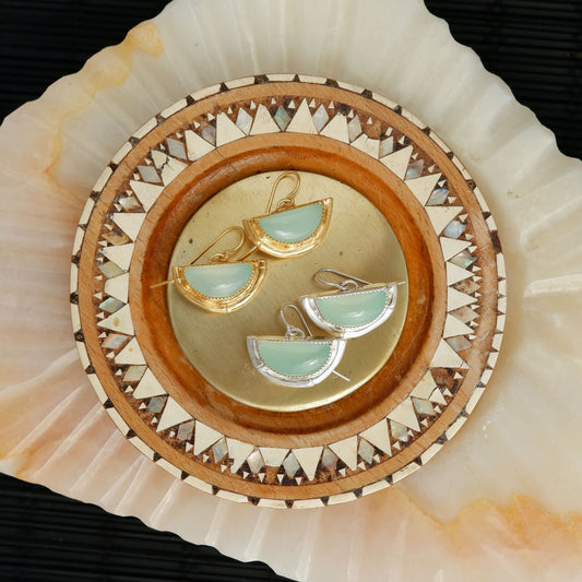 BAMBOO HAMMOCK . earrings / aqua Blue Chalcedony