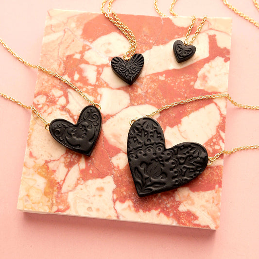 SWEET BLACK HEART . pendant