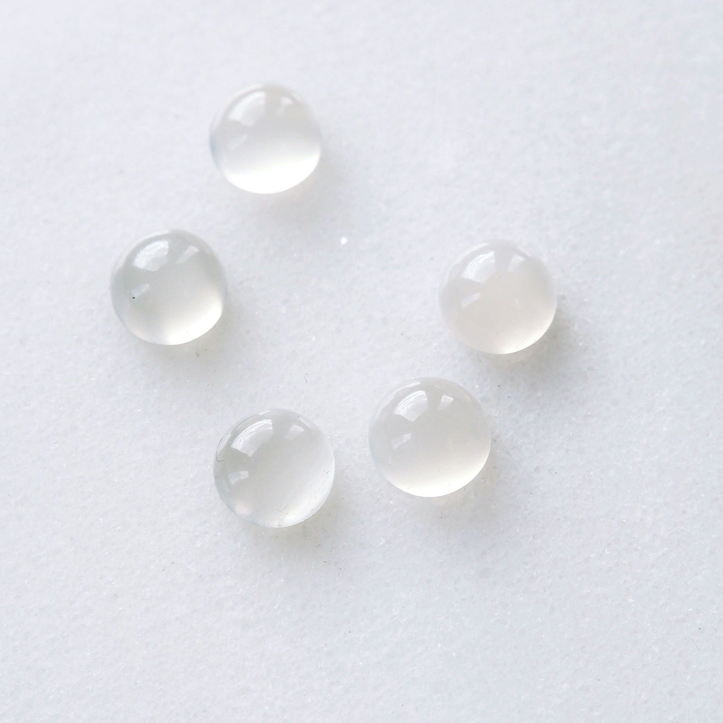5 silvery grey smooth moonstone gemstone cabochons