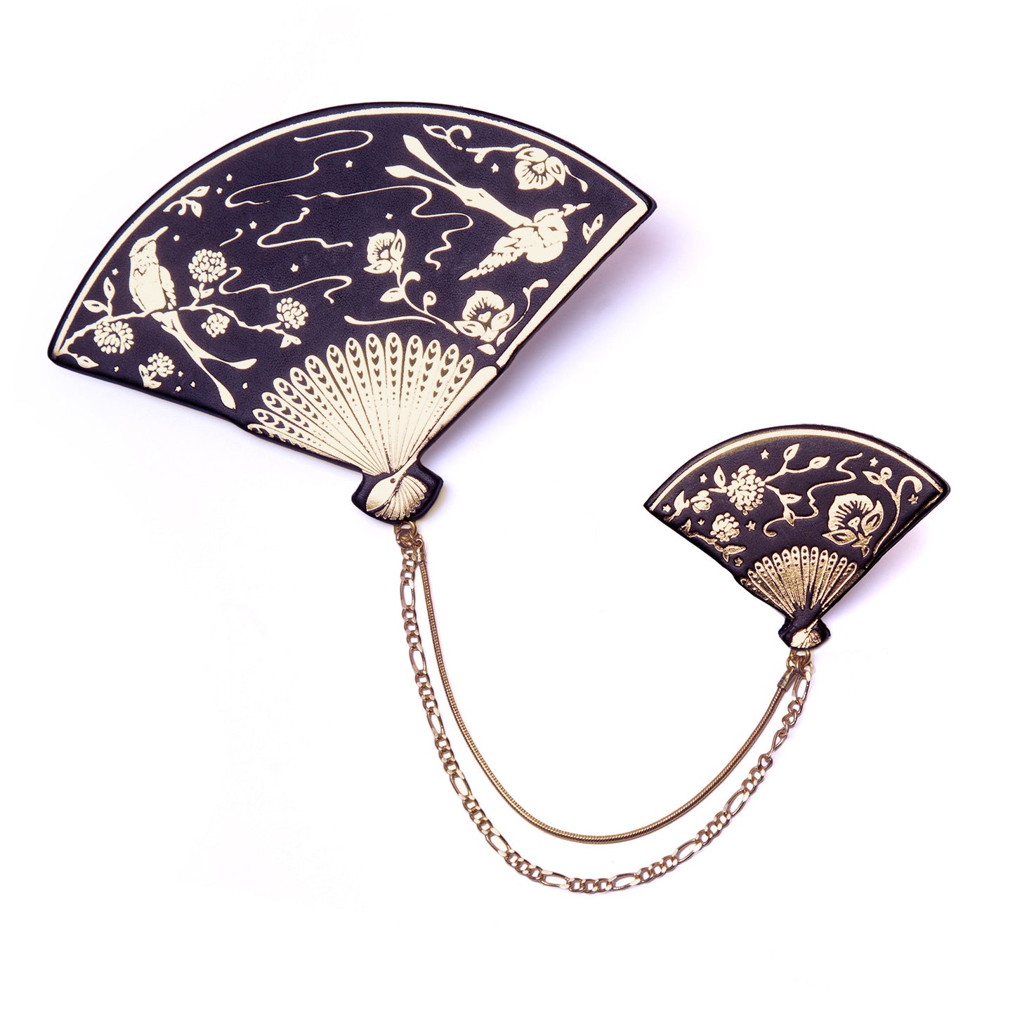 DOUBLE FAN . brooch