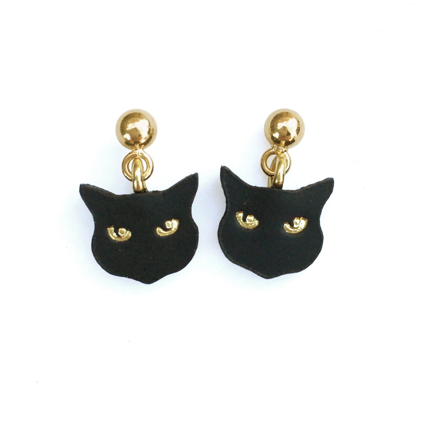 little black cat head charm stud earrings