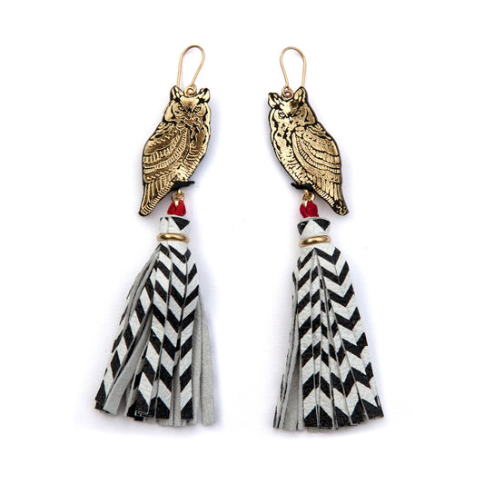OWL TASSEL . earrings