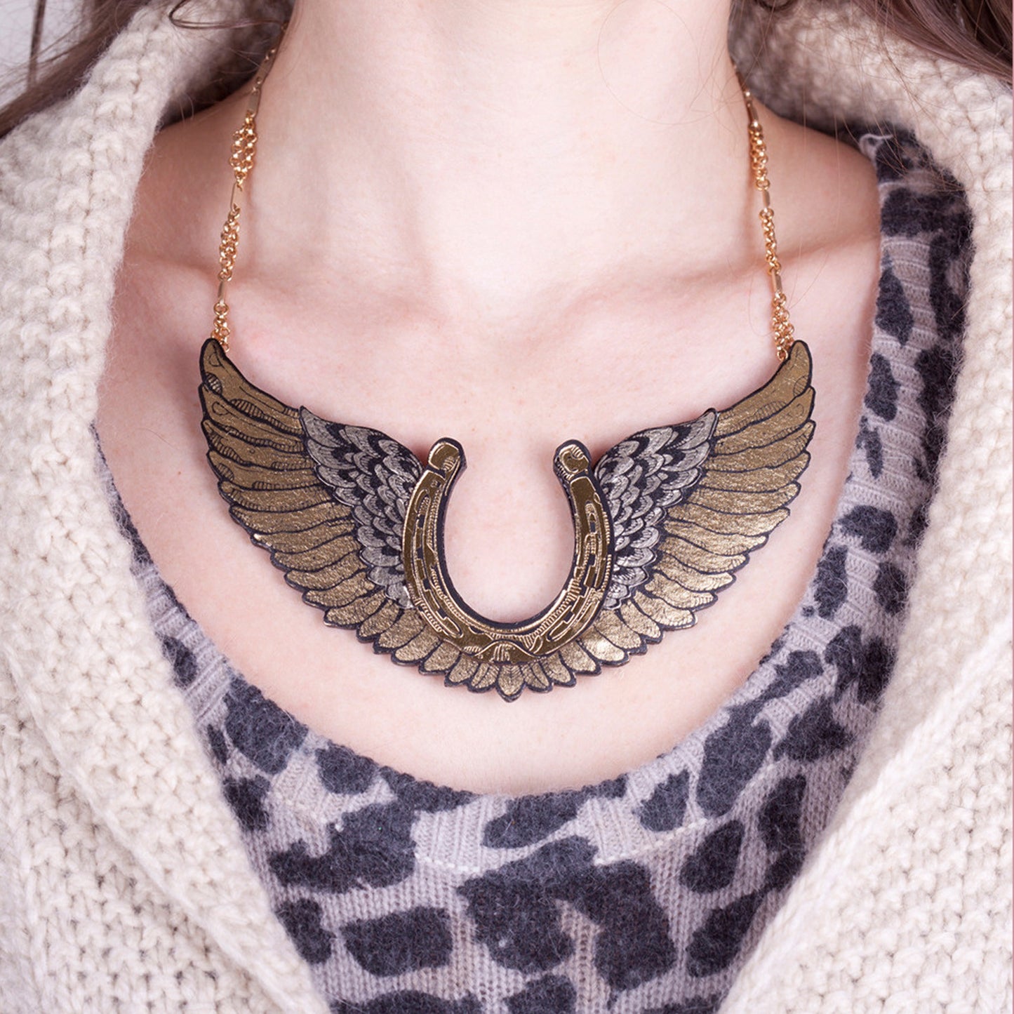 WINGED HORSESHOE . necklace