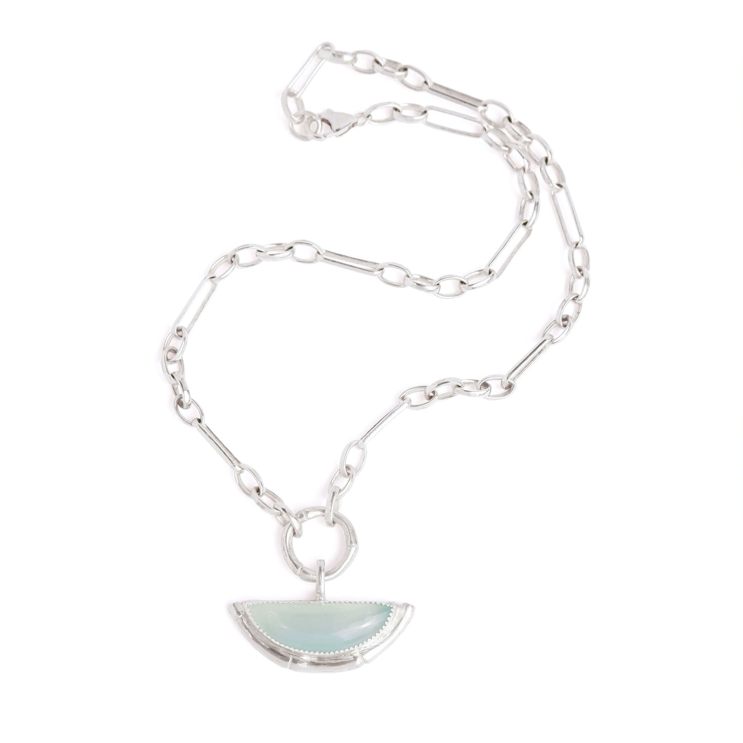 BAMBOO HAMMOCK RING. necklace / Aqua Blue Chalcedony
