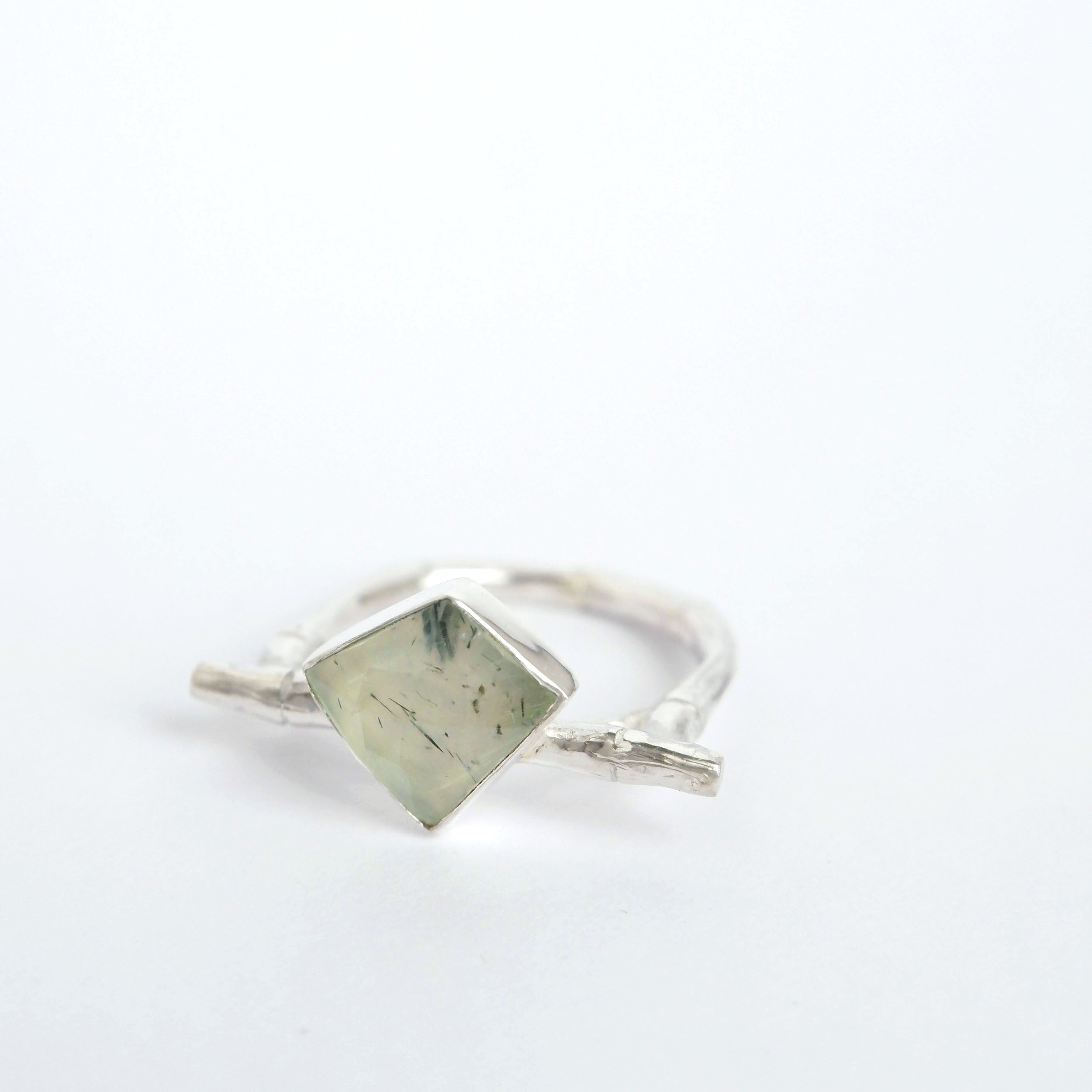 WILD CARD GEO . Bamboo Cane Ring . Prehnite – Rosita Bonita