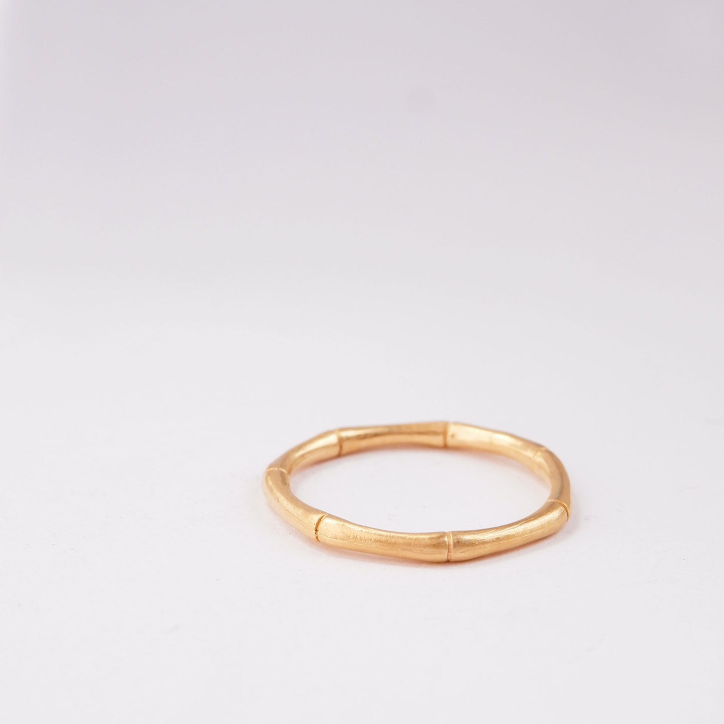 fine Gold Vermeil bamboo style stacking ring, on white background