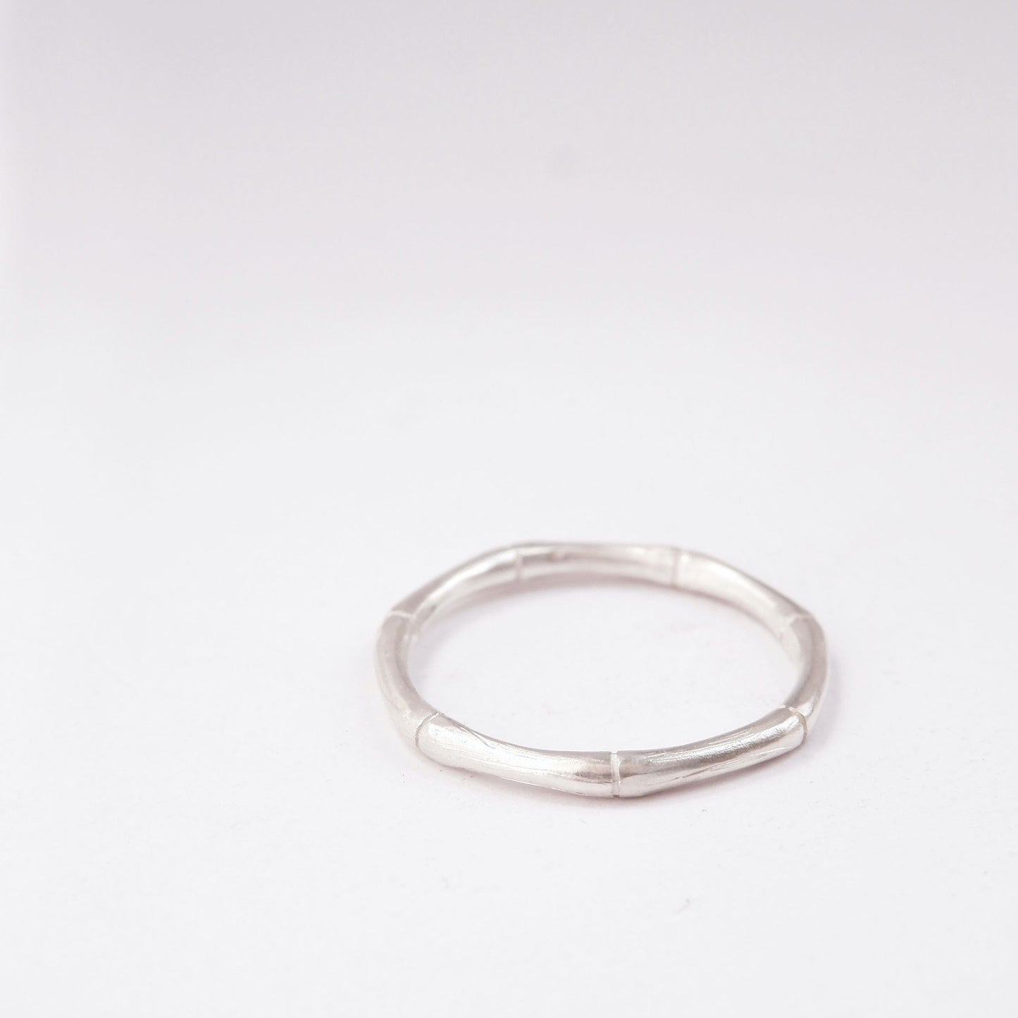 fine sterling silver bamboo style stacking ring, on white background