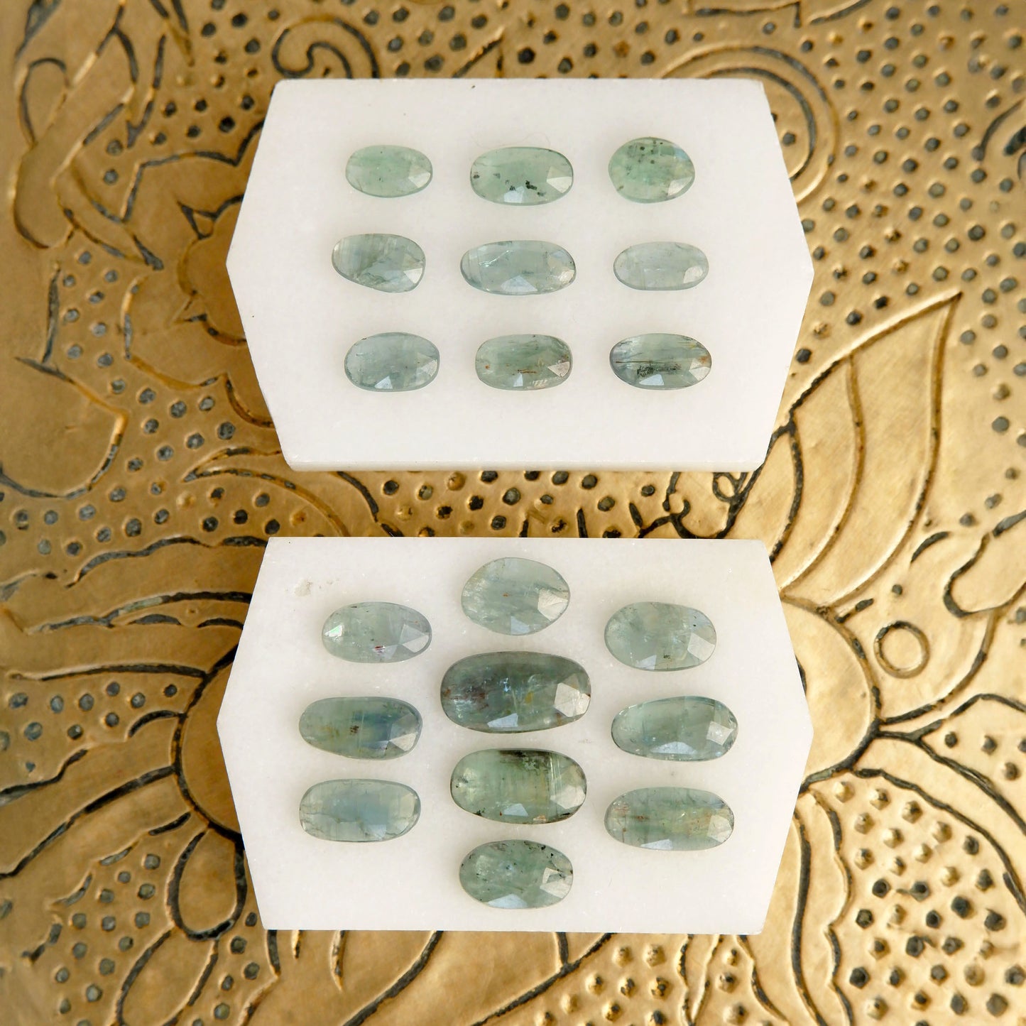 mint green kyanite oval cabochons