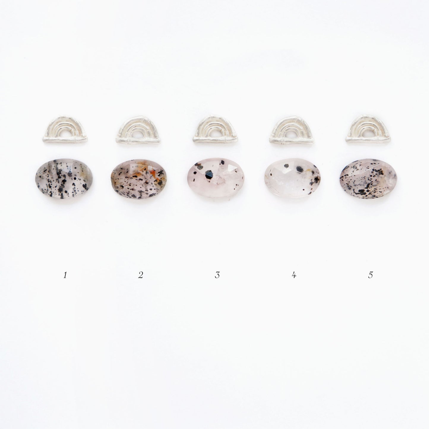 BAMBOO SUNRISE mini  . pendant  / Speckled Rose Quartz