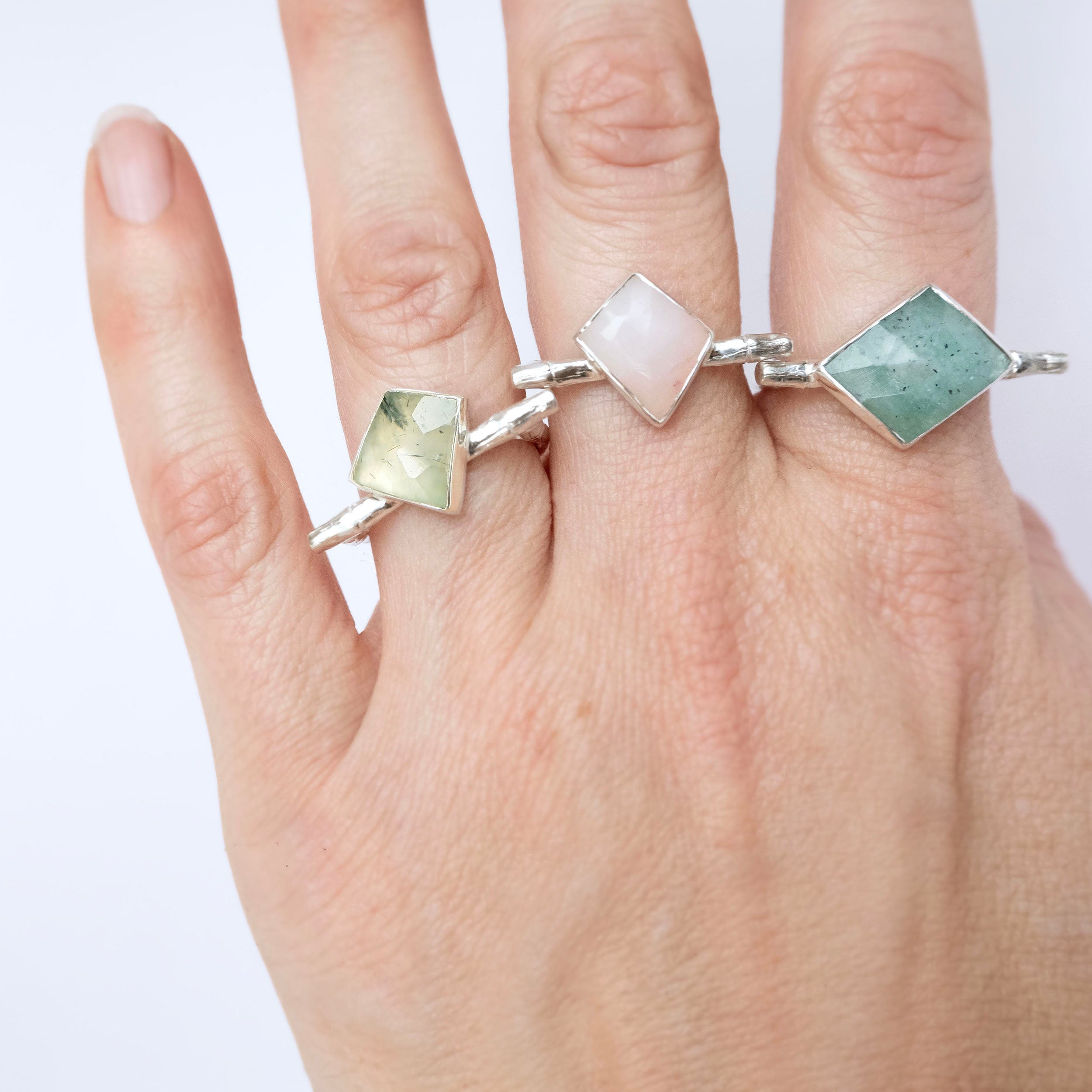 WILD CARD GEO . Bamboo Cane Ring . Prehnite – Rosita Bonita