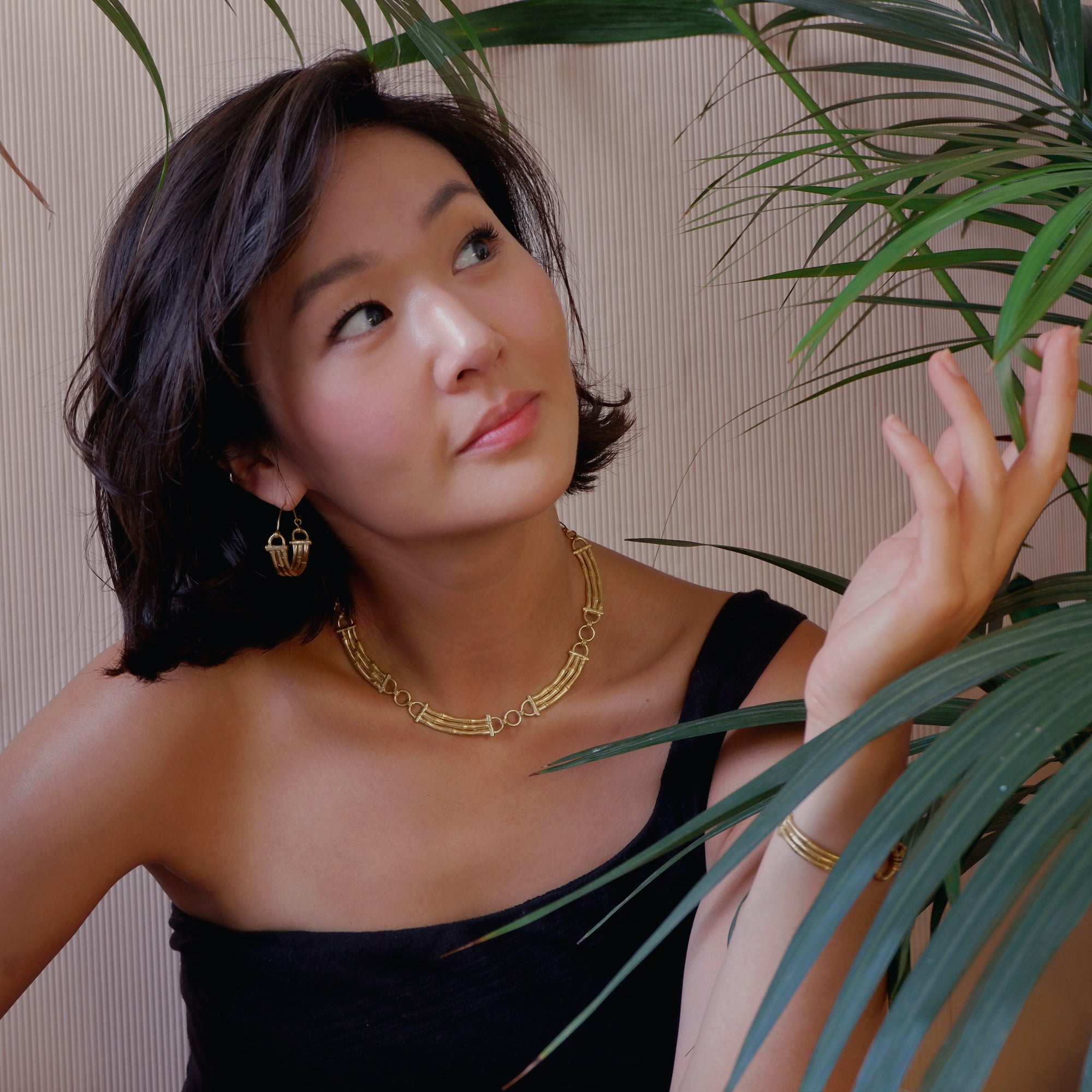 Gold Vermeil Bamboo Hoops, handmade