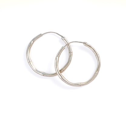 Bamboo Hoops small size, solid sterling silver hula hoops