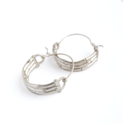 Sterling Silver Bamboo Hoops, handmade