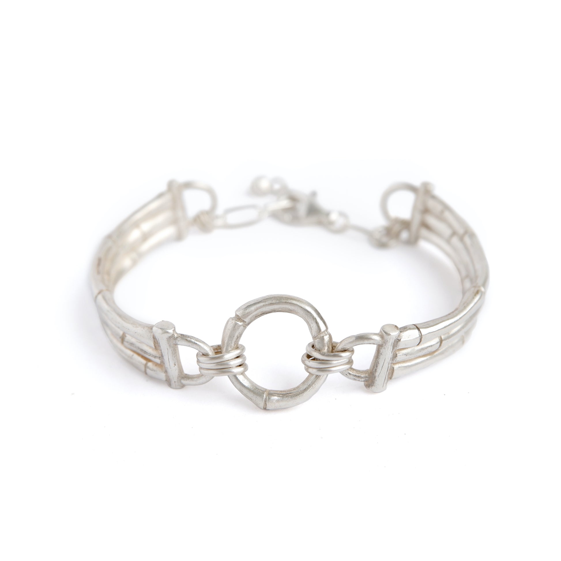 sterling silver bamboo bangle bracelet, ring hoop style