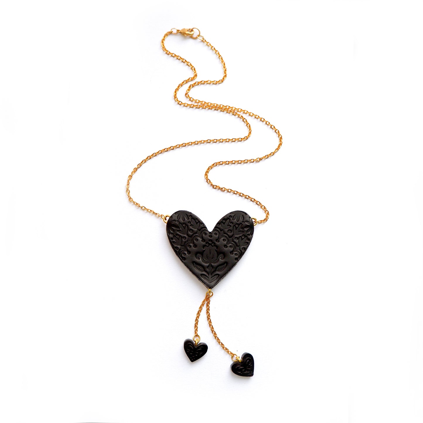 SWEET BLACK HEART . drop pendant