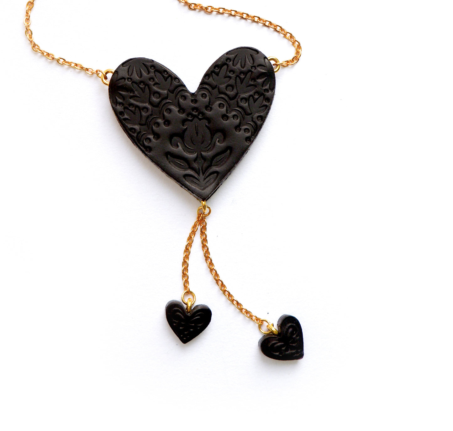 SWEET BLACK HEART . drop pendant