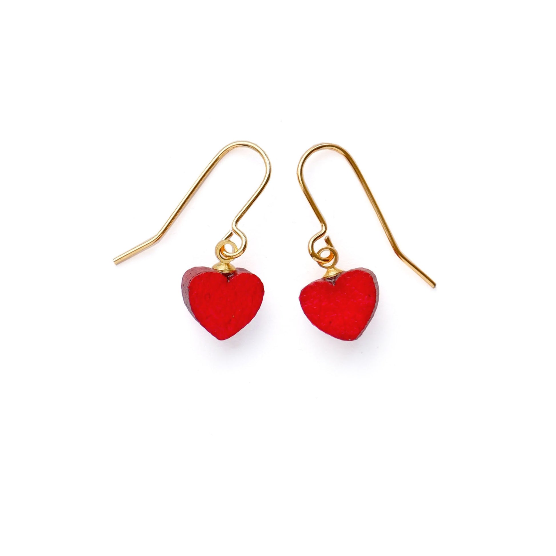 small red  heart charm hook earrings
