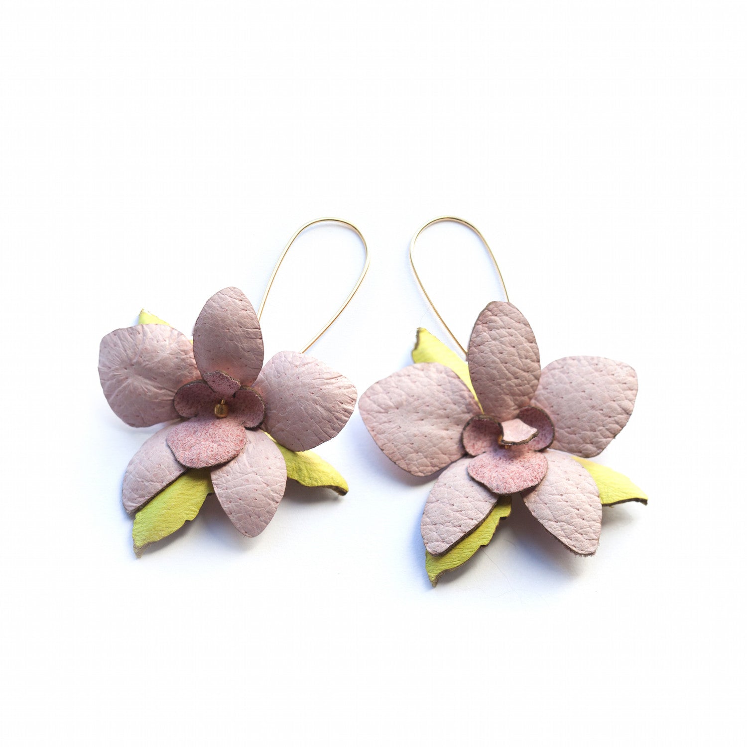 Leather hot sale flower earrings